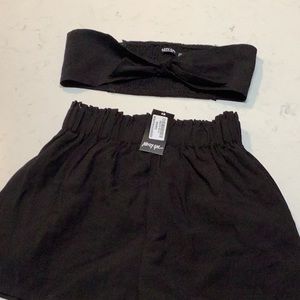 Nasty Gal Belted Short & Tie Front Top